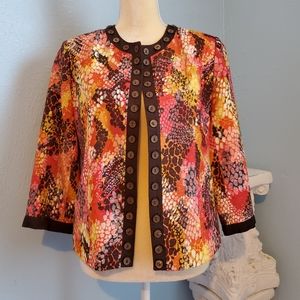 TRENZ by Theresa Renz silk blend animal Blazer C12